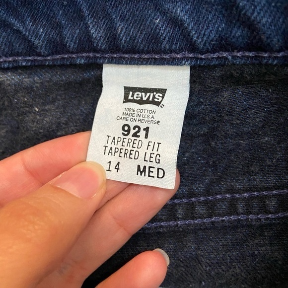 LEVIS • Vintage Women’s 921 Dark Wash Tapered Leg High Waisted Jeans Orange Tab - Picture 6 of 8